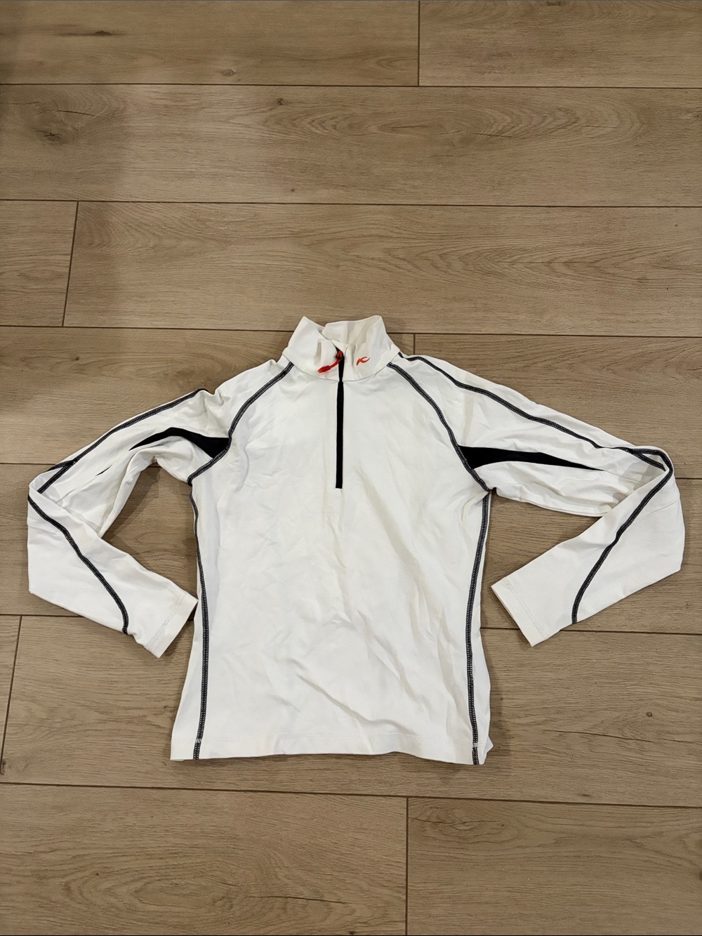 Women’s White Ski Half-Zip Midlayer with Black Contrast Piping